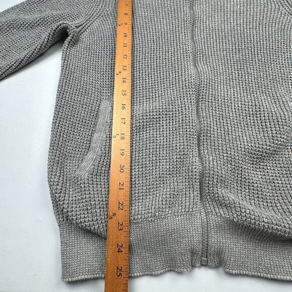 J Mclaughlin Sweater Women Large Gray Zip Cardigan Waffle Knit Minimalist Preppy - Picture 11 of 13